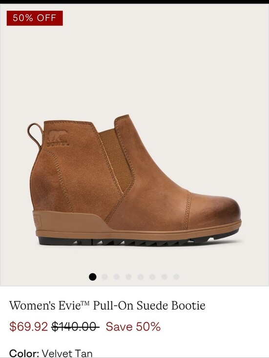 Sorel Shoes - Sorel Velvet Tan Suede Pull-On Ankle Boot